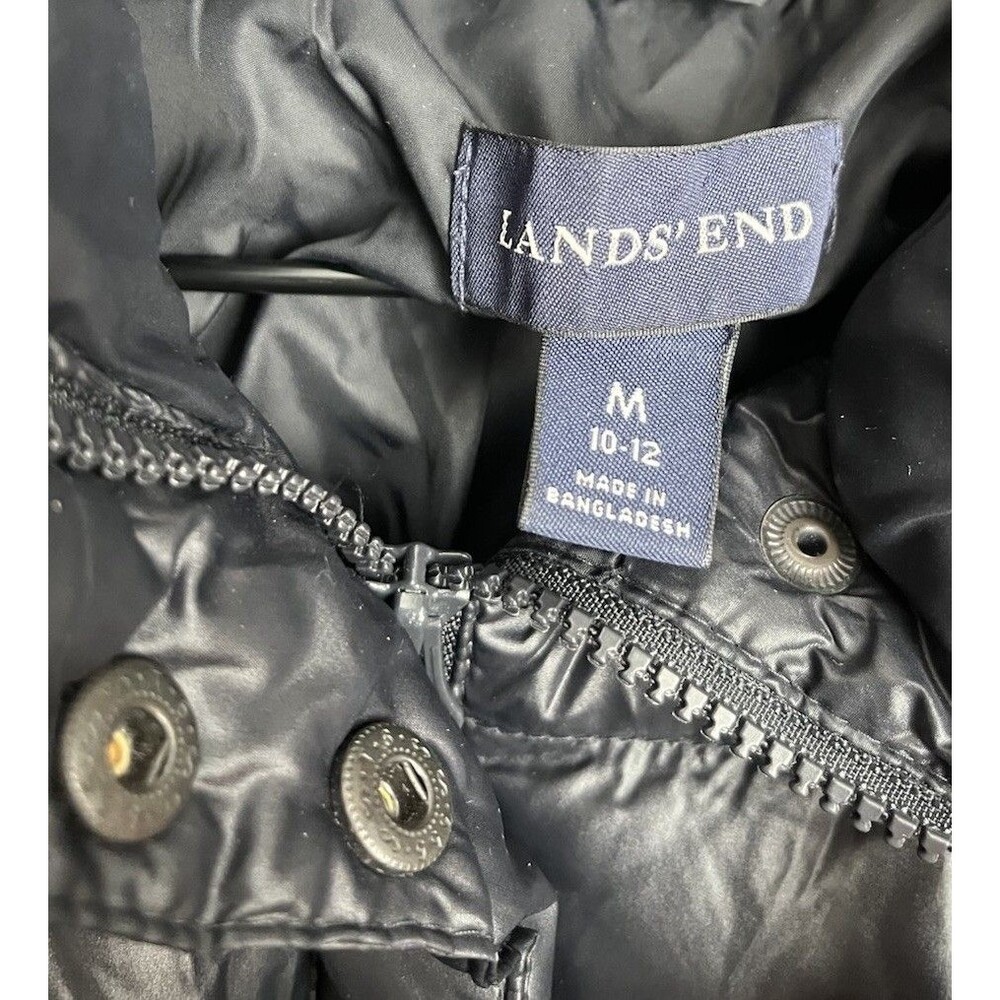 Lands' End Women's M 10/12 Down Puffer Jacket - Black - Picture 4 of 7